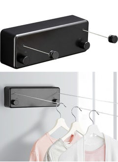 VUCATIN Retractable Clothesline Heavy Duty Clothes Drying Laundry Line Indoor Outdoor Wall Mounted Clothes Dryer Rope Clothing Retracting Adjustable Stainless Steel Line (Black 13.8 ft)  - Image 1