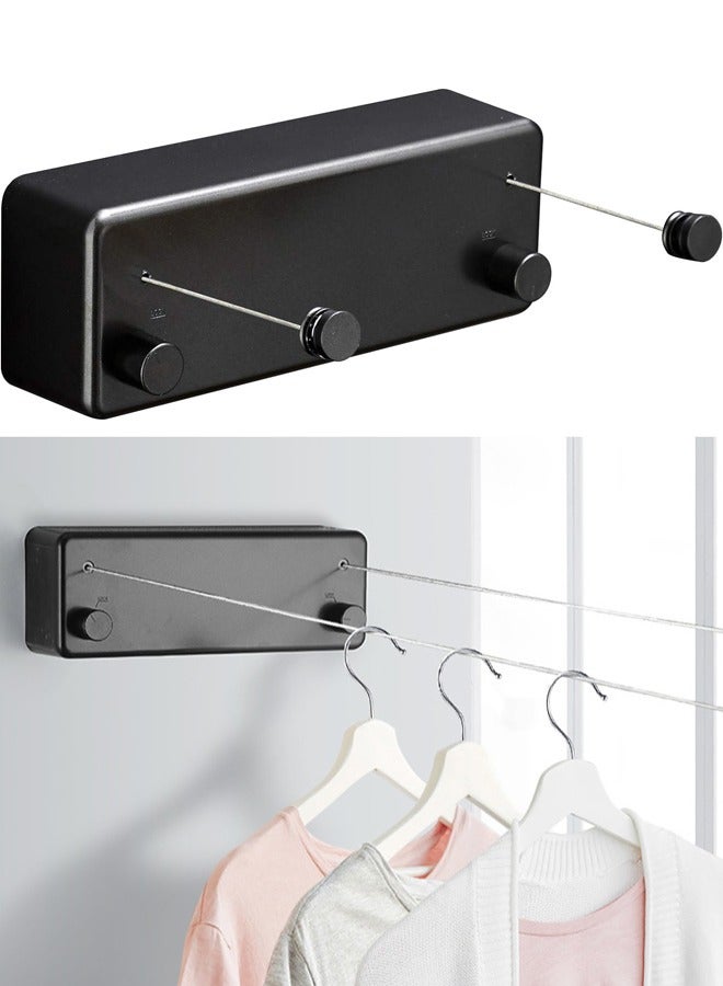 VUCATIN حبل غسيل قابل للسحب، حبل غسيل شديد التحمل لتجفيف الملابس، حبل تجفيف الملابس المثبت على الحائط للاستخدام الداخلي والخارجي، حبل غسيل قابل للسحب من الفولاذ المقاوم للصدأ (أسود 13.8 قدم) - Image 1