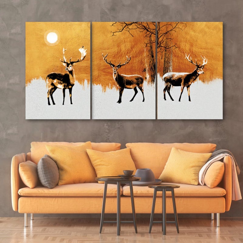 ماركتنا ثلاث لوحات قماشية فخمة بتصميم مودرن مع برواز مجوف مقاس (90×40) ثلاث قطع - Image 1