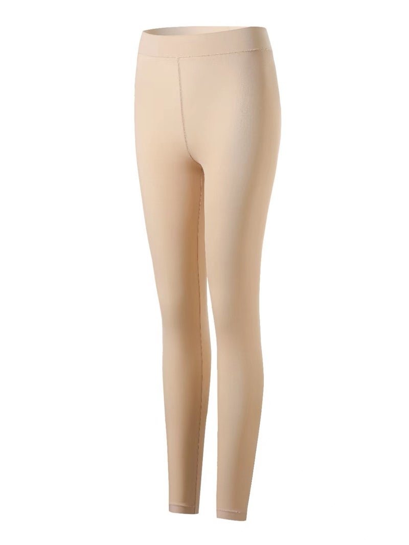 Upgraded Womens Thermal Underwear Ultra-Thin Winter Fleece Long Johns Bra-Top Set Sleeveless Thermal Shirt Beige [Pants]  - Image 4