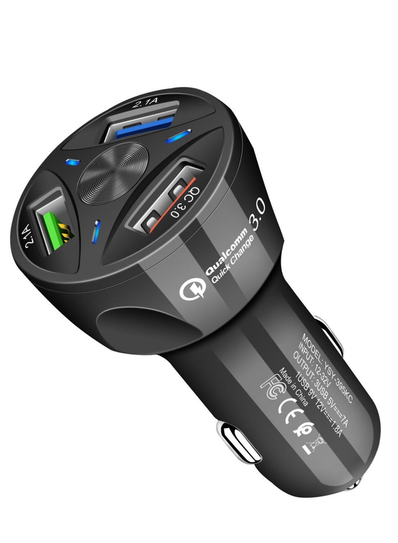 ELTRAZONE 4 Port Car Charger USB Adapter, MoreChioce 12-24V Car Charger Adapter Universal USB Car Charger Compatible with Mobile Phones Tablets Other USB Accessories, Black - Image 1