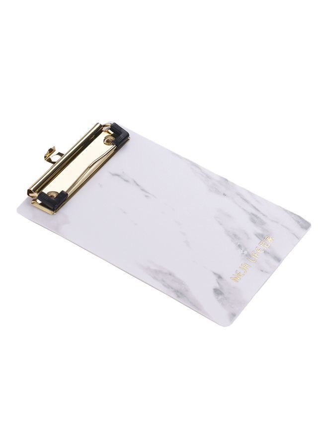 NIBEMINENT Plastic Marble Pattern Clipboard White/Grey - Image 1