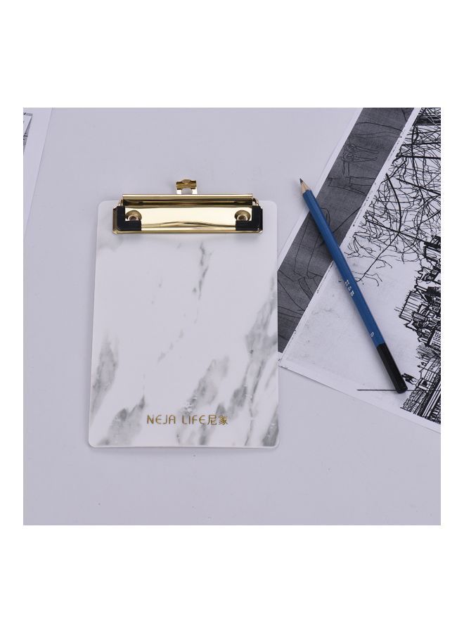 NIBEMINENT Plastic Marble Pattern Clipboard White/Grey - Image 4