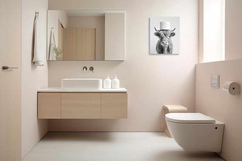 OWNANRTHM Funny Cow Bathroom Canvas Wall Art - Image 5
