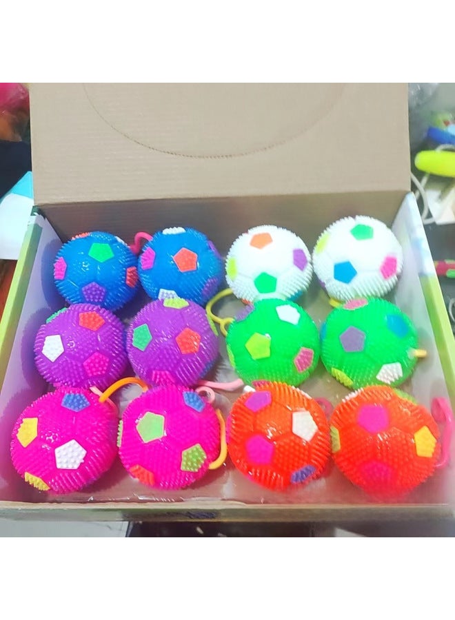 Loquat 7.5cm Luminous Football Flash Sound Massage Elastic Football Night Market Stall Gift Toys Manufacturers Wholesale-Color:6.5 Maple Leaf Ball With Rope - Image 3