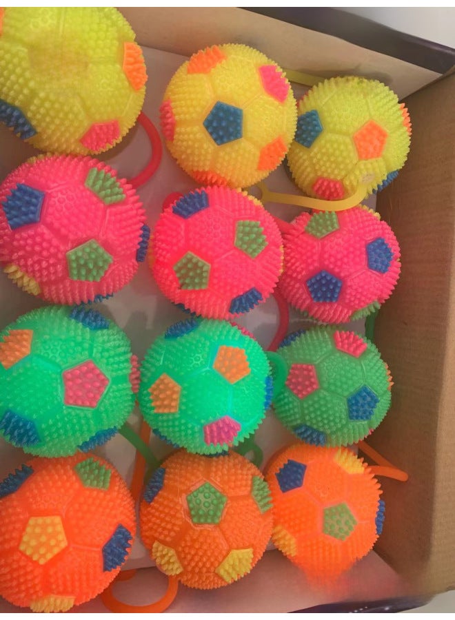 Loquat 7.5cm Luminous Football Flash Sound Massage Elastic Football Night Market Stall Gift Toys Manufacturers Wholesale-Color:6.5 Maple Leaf Ball With Rope - Image 4