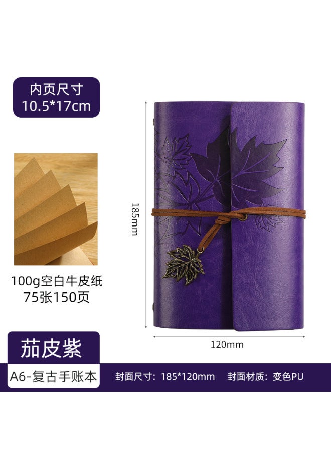 بوي دفتر سفر كلاسيكي من الجلد الناعم مع حافظة يدوية  
دفتر ملاحظات A6/A7 قابل للحمل مع أوراق قابلة للإزالة  
يوميات ورق القيقب - دفتر متنقل أنيق للسفر والكتابة - Image 1