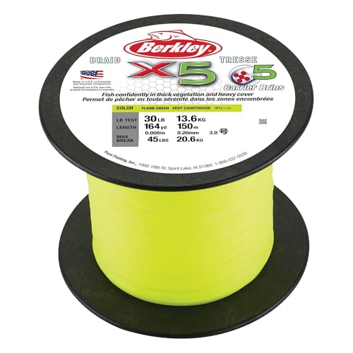 Berkley x5 Braid Superline, Low-Vis Green, 65-Pound Break Strength, 164yd Fishing Line, Suitable for Freshwater and Saltwater Environments - Image 3