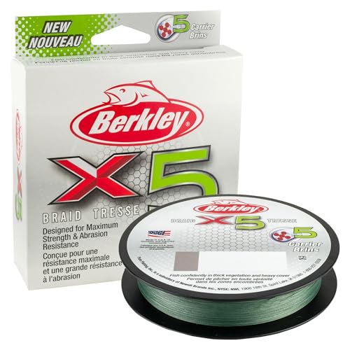 Berkley x5 Braid Superline, Low-Vis Green, 65-Pound Break Strength, 164yd Fishing Line, Suitable for Freshwater and Saltwater Environments - Image 1