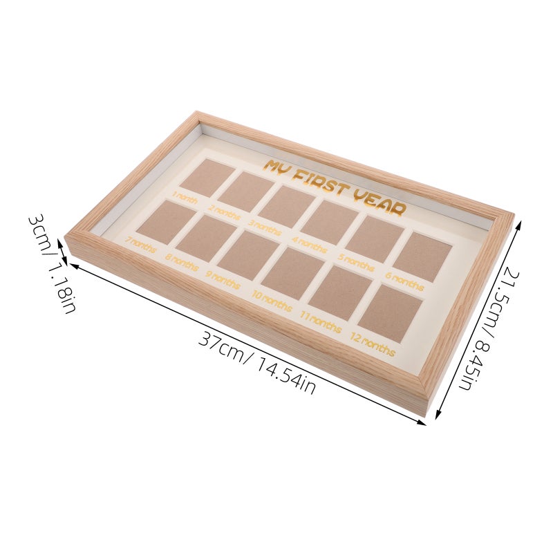 First Year Photo Frame Baby Growth Memorial Picture Frame for Display 12 Slots - Image 2