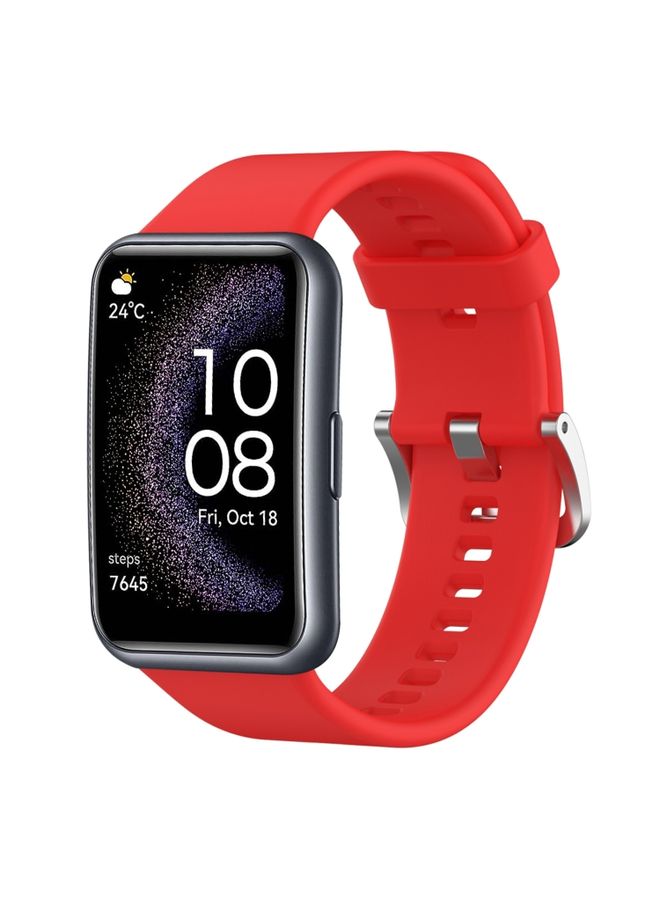 Replacement Strap For Huawei Watch Fit Special Edition Solid Color Silicone Watch Band Red