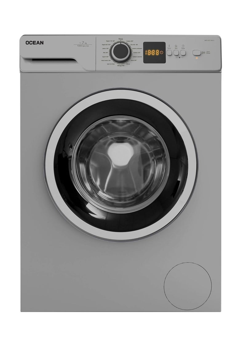 Ocean Ocean Front Load Washing Machine, 7 kg, 1000 RPM, 15 Programs, Country of Origin Turkey, Silver WFO1071WLS  - Image 1