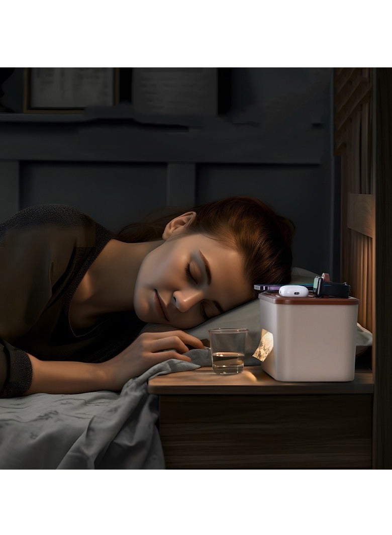 MOCOM 3-in-1 Charging Station for iPhone 17/16/15/14/13/12 Series, AirBuds Pro, and Apple Watch: Multifunctional Night Light with Tissue Storage Box - Image 4