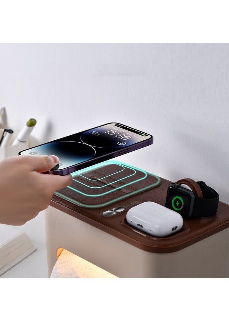 MOCOM 3-in-1 Charging Station for iPhone 17/16/15/14/13/12 Series, AirBuds Pro, and Apple Watch: Multifunctional Night Light with Tissue Storage Box - Image 3