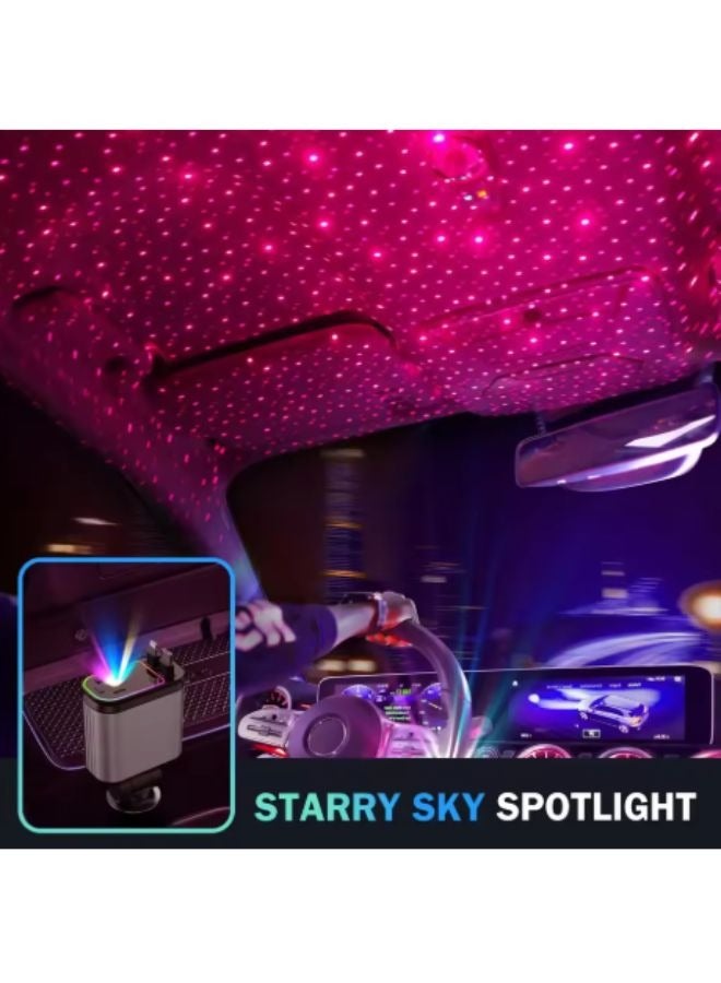 سمارتكس شاحن سيارة 4 في 1 قابل للسحب مزود بجهاز عرض النجوم ومصباح LED، شاحن سريع للهاتف، شاحن هاتف سيارة قابل للسحب مع كابلات قابلة للسحب للهاتف - Image 3