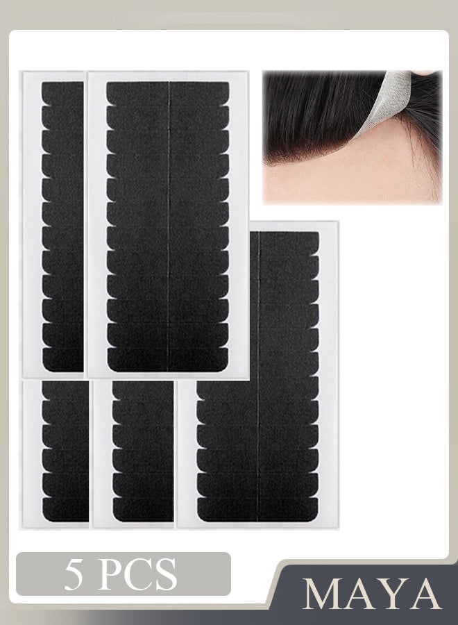 5 Sheets Lace Front Wig Tape Strips, Double Sided Waterproof Strong Adhesive Hair System Replacement Sticker, for Toupee Hairpiece and Hair Extension (blacke) - Image 1