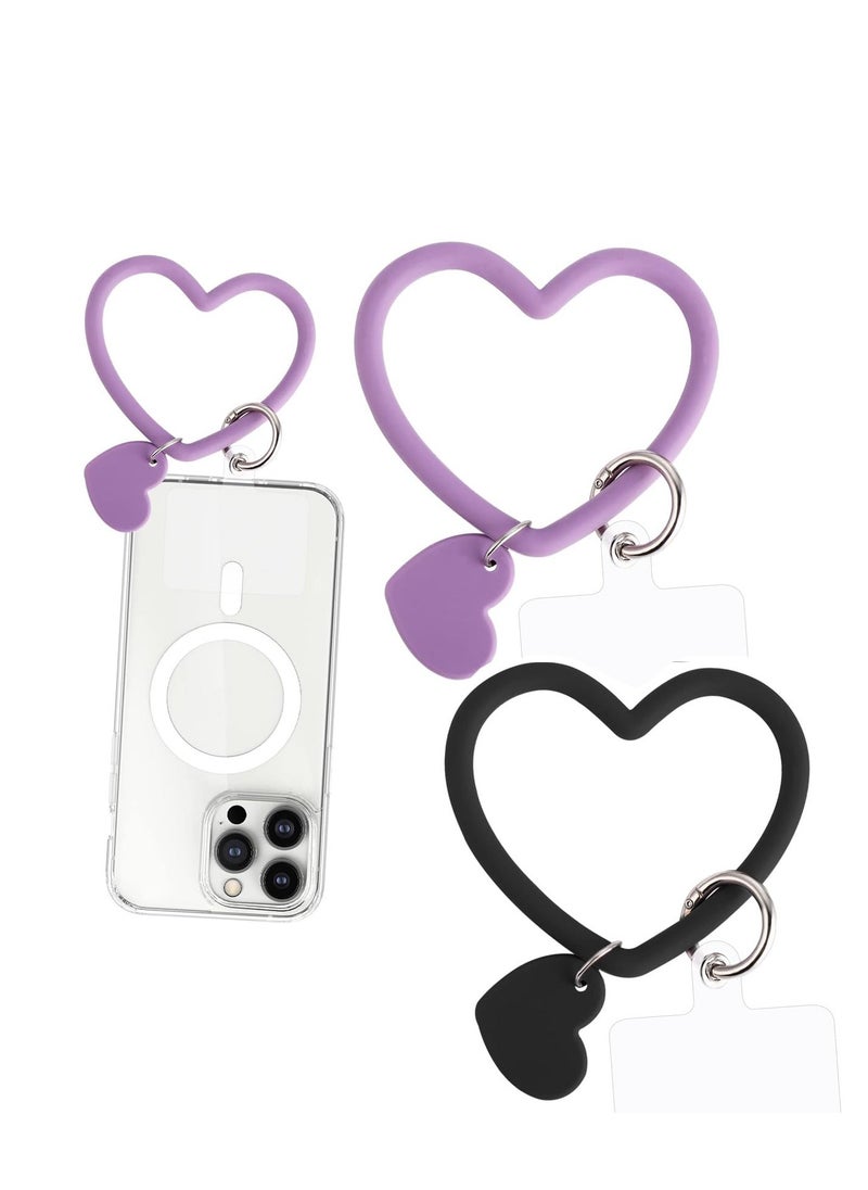 SYOSI - Heart Loop Phone Lanyard with Key Chain Holder, Versatile & Comfortable Smartphone Wrist Strap, Ideal for Outdoor Activities, Compatible with Most Smartphones, 4packs Back Patch Included - Image 1