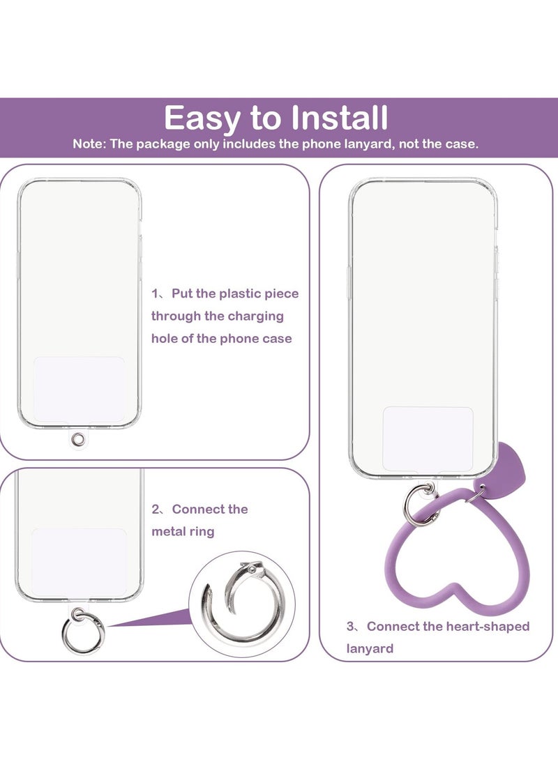 SYOSI - Heart Loop Phone Lanyard with Key Chain Holder, Versatile & Comfortable Smartphone Wrist Strap, Ideal for Outdoor Activities, Compatible with Most Smartphones, 4packs Back Patch Included - Image 1