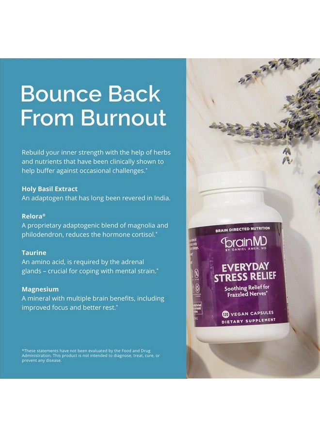 BRAINMD بRAINMD د. إيمين تخفيف التوتر اليومي - 120 كبسولة - يعزز الاسترخاء والتركيز - غير مسبب للنعاس - خالي من الغلوتين - 30 حصة - Image 5