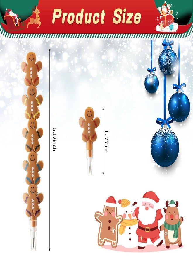Fainne 30 Pcs Christmas Stackable Pencils Plastic Gingerbread Man Shape Birthday Pencils Stacking Pens for Novelty Fun Supplies Party Favor for Gifts - Image 2