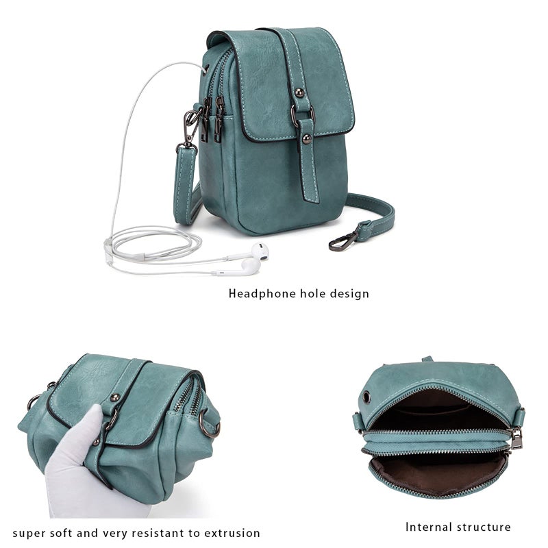 My Friday myfriday Vintage Crossbody Phone Bag for Women, Small Leather Shoulder Purse and Handbag with Tassel&Rivet Decoration - Image 4