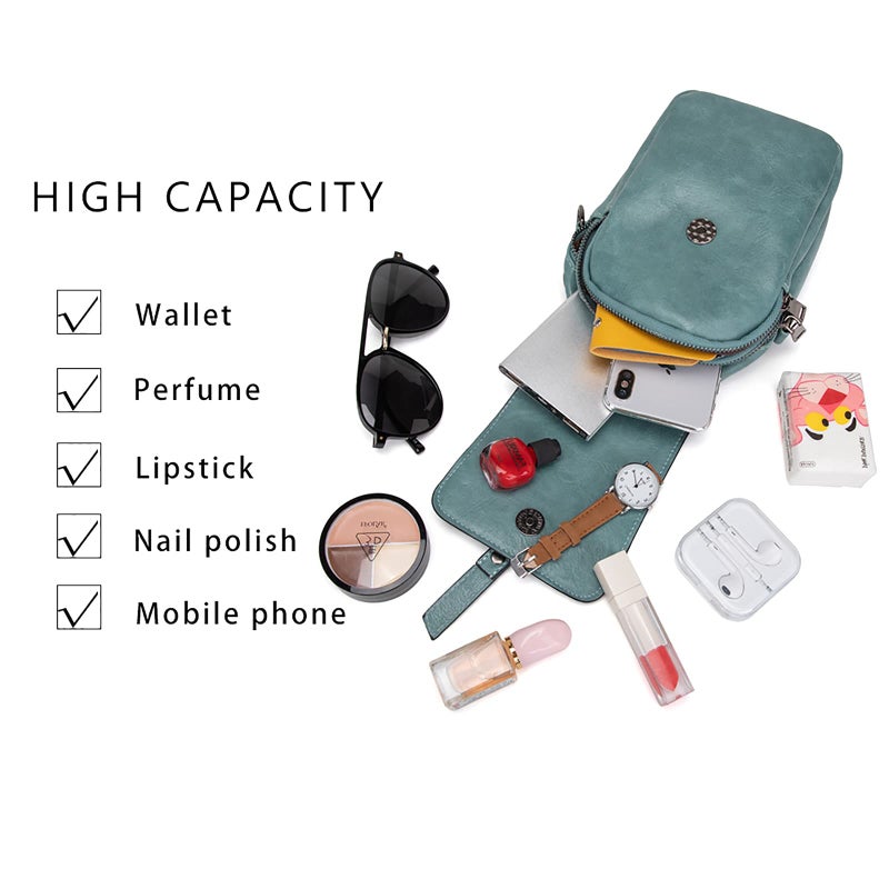 My Friday myfriday Vintage Crossbody Phone Bag for Women, Small Leather Shoulder Purse and Handbag with Tassel&Rivet Decoration - Image 3
