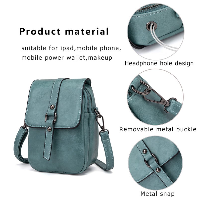 My Friday myfriday Vintage Crossbody Phone Bag for Women, Small Leather Shoulder Purse and Handbag with Tassel&Rivet Decoration - Image 5