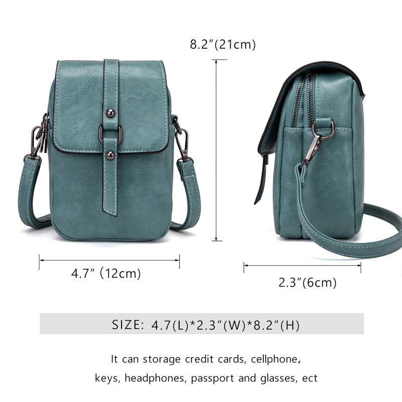 My Friday myfriday Vintage Crossbody Phone Bag for Women, Small Leather Shoulder Purse and Handbag with Tassel&Rivet Decoration - Image 2