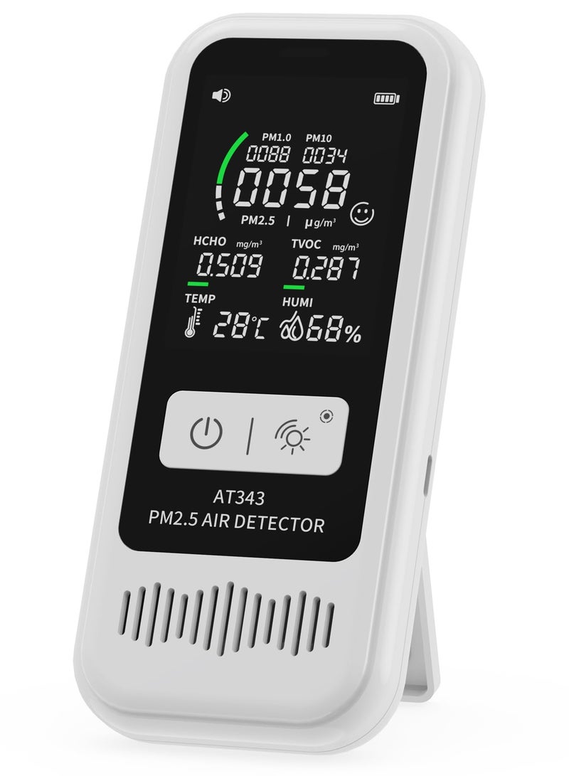 SYOSI Air Quality Monitor Tester, Portable Air Quality Detector with LCD Digital Display, CO2, Formaldehyde,Temperature, Humidity Detector, PM2.5/1.0/10 HCHO TVOC Tester for Home Office, Car, Outdoor  - Image 1