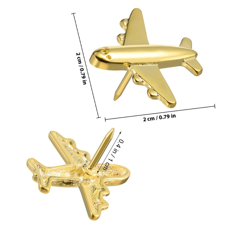 Gold Airplane Shaped Metal Push Pins 24 Pieces Decorative Thumb Tacks for Bulletin Board - Image 3