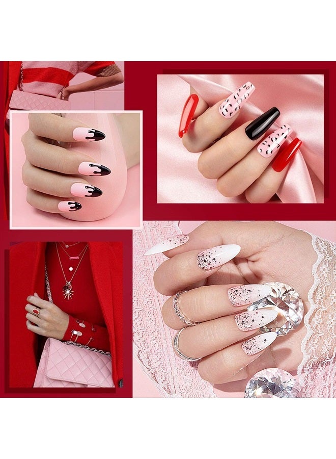 RARJSM Gel Nail Polish Kit, Glitter Rose Gold Silver Gel Polish, Pastel Pink Classic Red Black White Nail Polish Set, Curing Required Nail Art Manicure Salon 7.5ML Each Bottle - Image 4