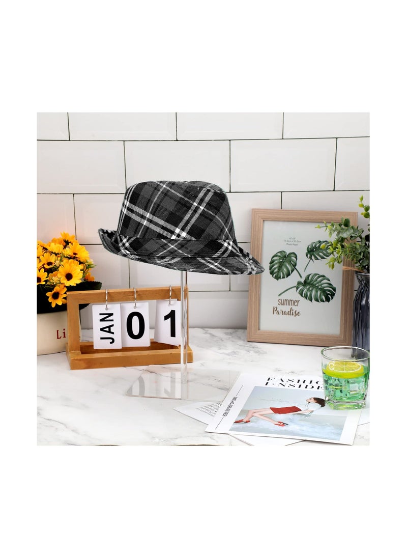 Generic - 2 Set Clear Acrylic Hat Stand and Wig Display Rack Hat Stands for Display Hat Pedestal Stand Round Barbell Pedestal Display Riser Wig Display Holder for Hat Watch(12 Inch in Height, Square Bottom) - Image 1
