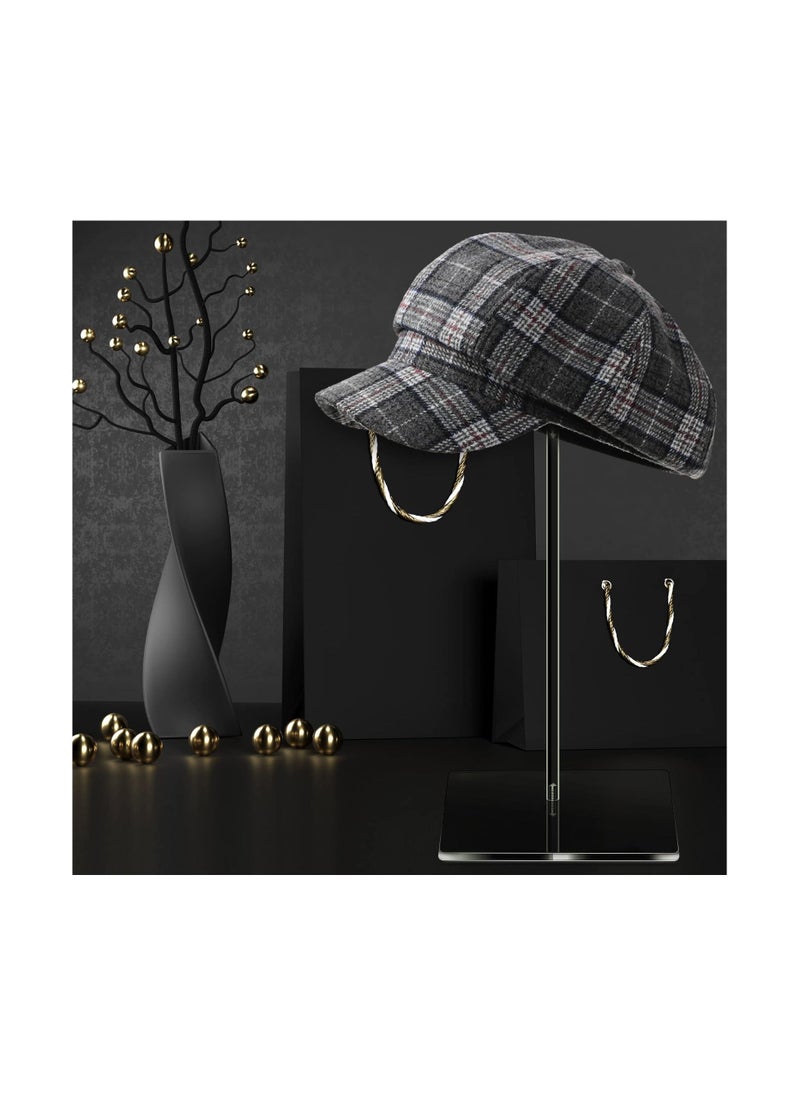 Generic - 2 Set Clear Acrylic Hat Stand and Wig Display Rack Hat Stands for Display Hat Pedestal Stand Round Barbell Pedestal Display Riser Wig Display Holder for Hat Watch(12 Inch in Height, Square Bottom) - Image 1