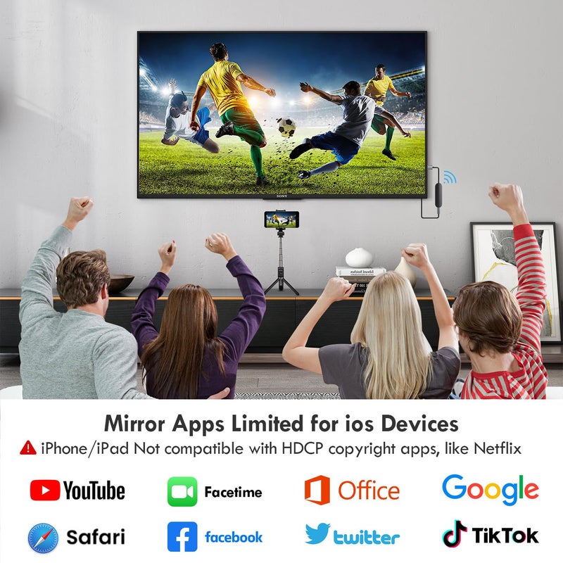 JUCONU 4K 1080P Wireless HDMI Display Adapter, WiFi Streaming Movies, Shows Receiver for i-Phone, i-Pad, Android, Tablet, Laptop, Window to HDTV/Monitor/Projector, Compatible Miracast, Air Play, DLNA - Image 4