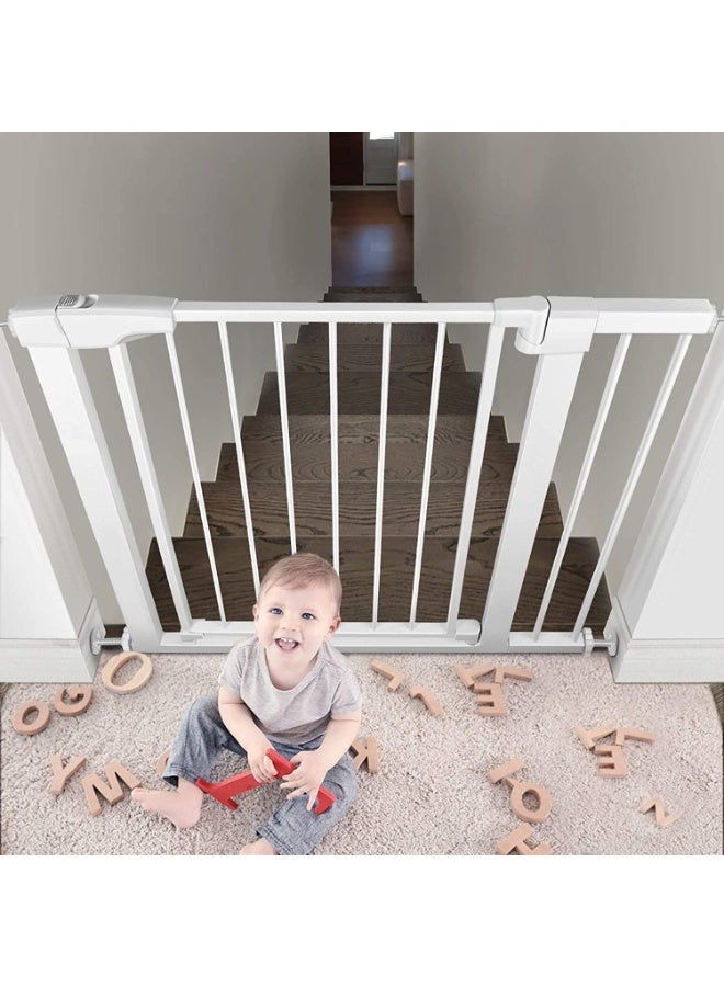 PureTuti Auto Close Safety Baby Gate, Extra Wide Child Gate, The Maximum Suitable For 143 cm, Including 30 cm Extension Rack, Easy Walk Thru Durability Dog Gate for Stairs, Doorways - Image 1