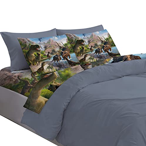 NiuOne 4Pcs Dinosaurs Bed Sheets Set Queen for Boys 3D Realistic Dinosaur Green Fitted Sheets Set Ancient Dinosaur Theme KidsAdultsTeens Bedroom Bedding Sheet SetQueen Size - Image 1