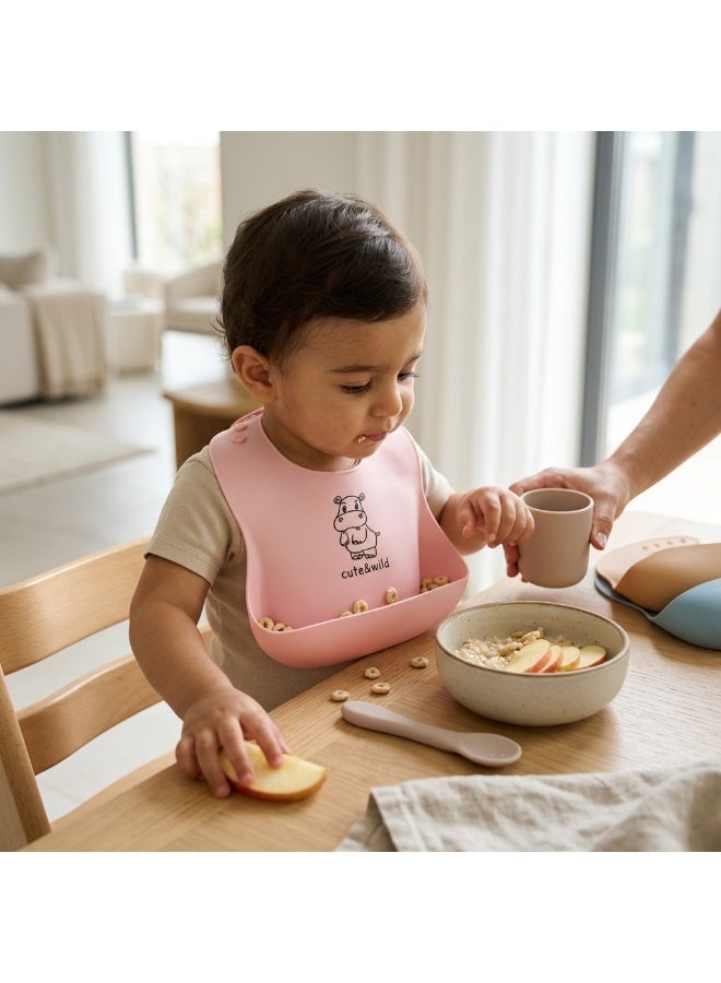 Cute and Wild Baby Silicone Baby Bibs Set of 2, Adjustable Waterproof Feeding Silicon Bib with Food Catch Pocket, BPA Free Soft Toddler Bib, Baby Led Weaning & Self Feeding Essentials, Easy Clean Baby Bib, 6M+ - Image 5