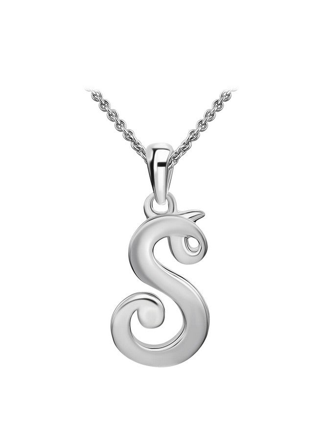 Sea of Ice Sterling Silver Necklace Personalized Initial Pendant 18 Inches Chain Women'S Accessory Elegant Jewelry For Unisex - Image 1
