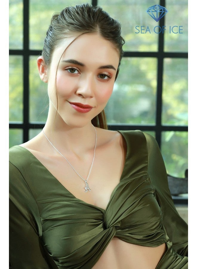 Sea of Ice Sterling Silver Necklace Personalized Initial Pendant 18 Inches Chain Women'S Accessory Elegant Jewelry For Unisex - Image 3