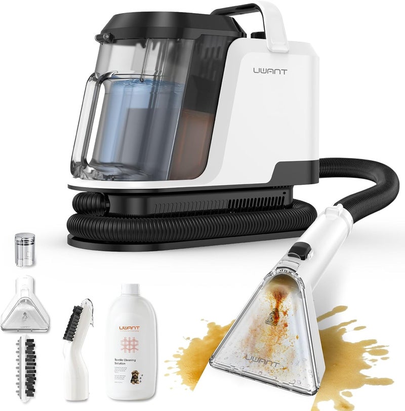 يووانت جهاز تنظيف بقع السجاد Uwant Y100، قوة ضغط 18 كيلوباسكال، قدرة 600 واط، جهاز يدوي لتنظيف البقع الناتجة عن السوائل المسكوبة أو فوضى الحيوانات الأليفة أو الأرائك أو السيارات أو السلالم أو السجاد، جهاز محمول لتنظيف الأثاث مع وظيفة التعقيم الذاتي وخزانين بسعة 1.2 لتر لكل منهما. - Image 1