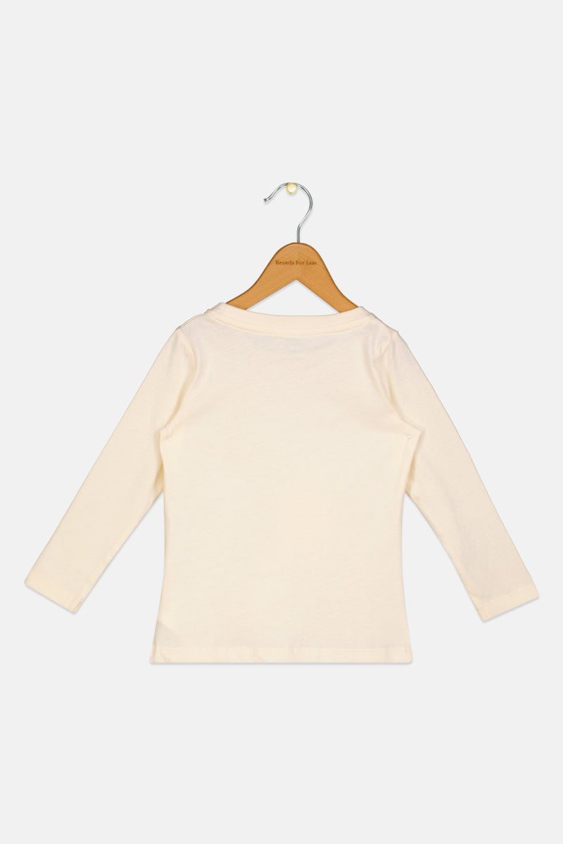NAME IT بلوزة طويلة الأكمام مطبوعة للأطفال، كريمي - Image 2