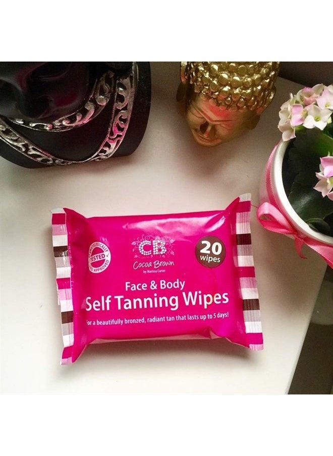 CB COCOA BROWN BY MARISSA CARTER - Cocoa Brown Self Tanning Wipes - Sunless Tanner Wipes for Face and Body - Long-Lasting Natural Looking Tan Wipes (20 Wipes) - Image 1