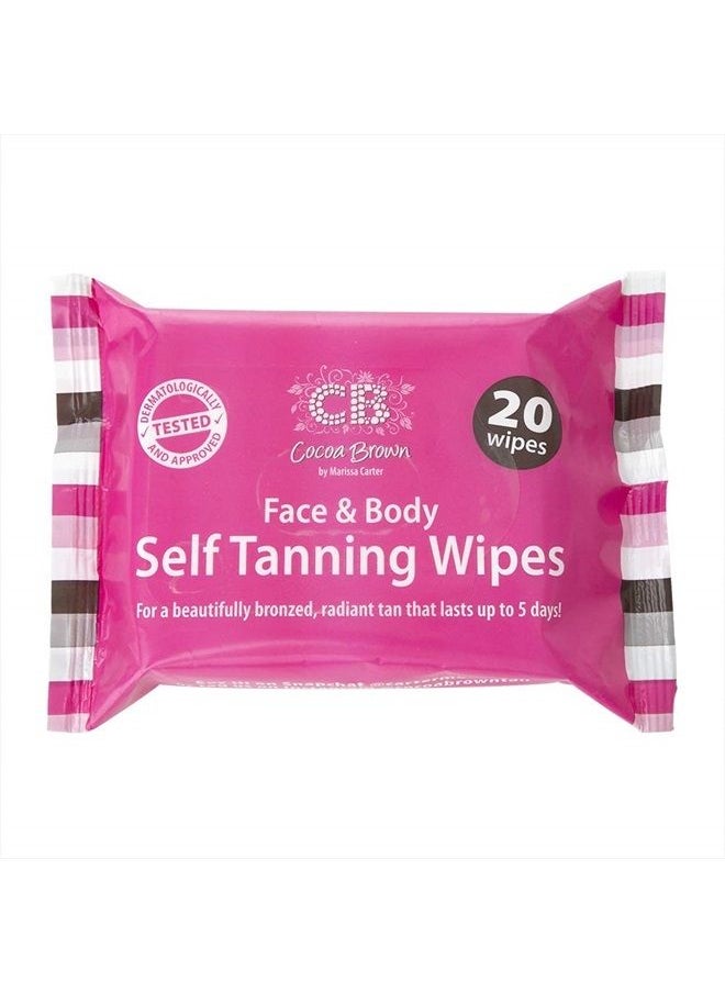 CB COCOA BROWN BY MARISSA CARTER - Cocoa Brown Self Tanning Wipes - Sunless Tanner Wipes for Face and Body - Long-Lasting Natural Looking Tan Wipes (20 Wipes) - Image 1