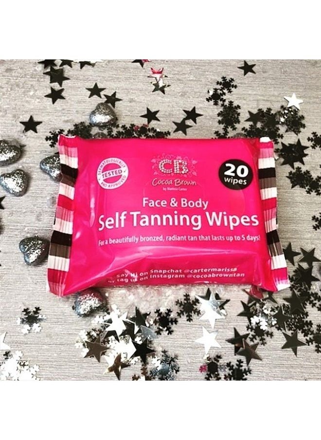CB COCOA BROWN BY MARISSA CARTER - Cocoa Brown Self Tanning Wipes - Sunless Tanner Wipes for Face and Body - Long-Lasting Natural Looking Tan Wipes (20 Wipes) - Image 1