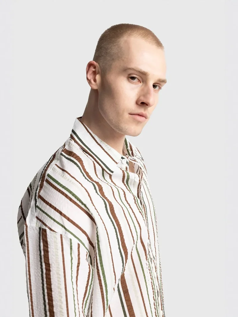 جيستو GIESTO Relaxed Fit Striped Cotton Shirt