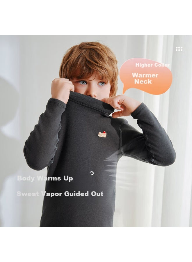 Labi Baby Kids Thermal Moisture-wicking Warm Homewear Set Autumn Winter Underwear Rose Red 110 - Image 3