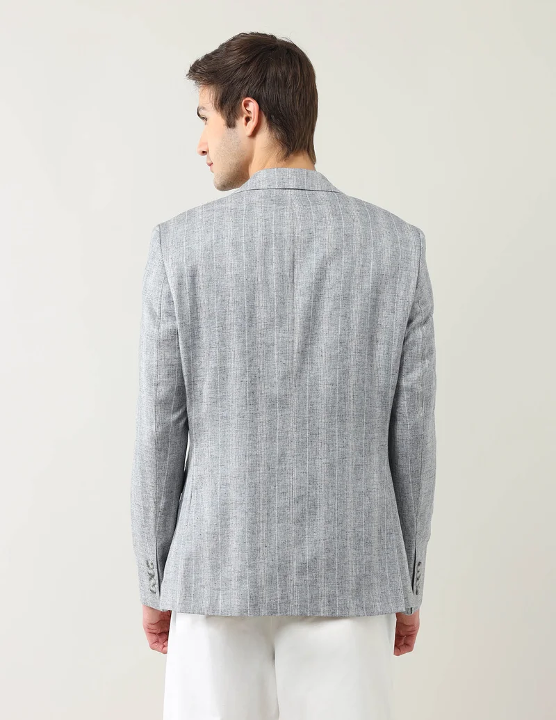 Arrow Grey Vertical Striped Tailored Fit Blazer for Men | Best Price UAE