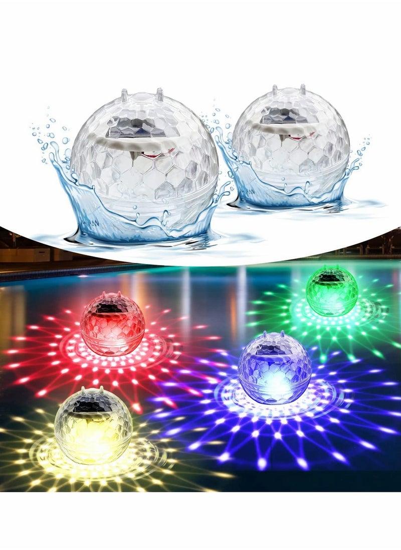 Excefore - Solar Floating Pool Lights, Pool Lights That Float with RGB Color Changing Waterproof Disco Solar Pool Lights for Swimming Pool at Night Hangable LED Glow Ball Lights for Pond, Garden, Backyard 2PCS - Image 1