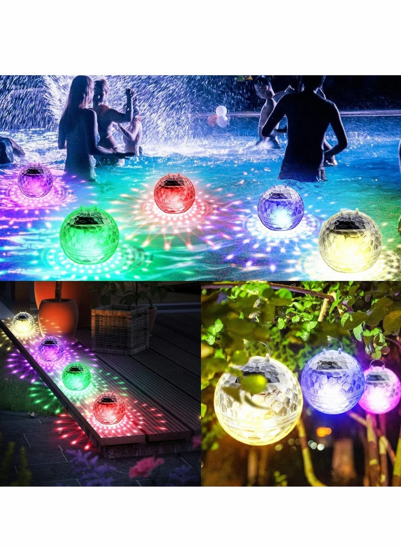 Excefore - Solar Floating Pool Lights, Pool Lights That Float with RGB Color Changing Waterproof Disco Solar Pool Lights for Swimming Pool at Night Hangable LED Glow Ball Lights for Pond, Garden, Backyard 2PCS - Image 1