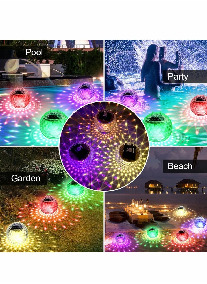 Excefore - Solar Floating Pool Lights, Pool Lights That Float with RGB Color Changing Waterproof Disco Solar Pool Lights for Swimming Pool at Night Hangable LED Glow Ball Lights for Pond, Garden, Backyard 2PCS - Image 1